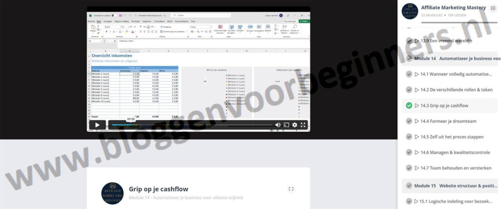 Op deze foto zie je Module 14 - Automatiseer je business voor ultieme vrijheid van de Affiliate Marketing Mastery van Casper van Vliet
