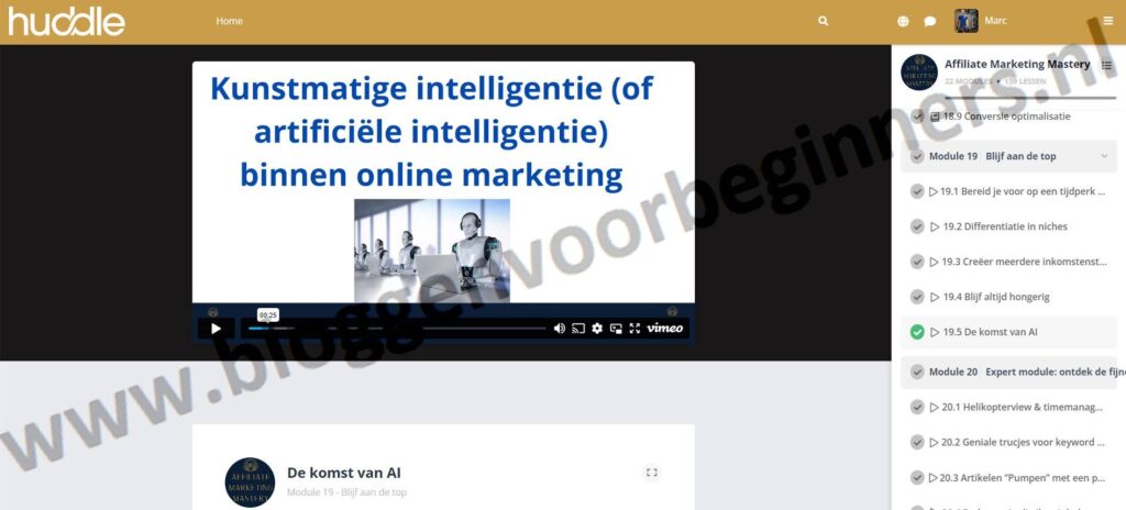Op deze foto zie je Module 19 - Blijf aan de top van de Affiliate Marketing Mastery van Casper van Vliet