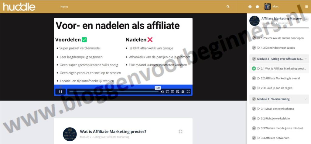 Op deze foto zie je Module 2 - Uitleg Affiliate Marketing van de Affiliate Marketing Mastery van Casper van Vliet